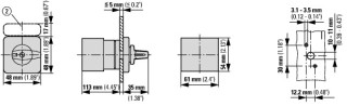 Кулачковый переключатель, 13p , Ie = 25A , Пол. 0-1 , 90 ° , переднее крепление