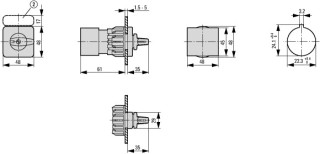 Переключатель управления , 1P , Ie = 12A , Пол. 0 -1 , 45 °,  переднее крепление в отверстия 22мм