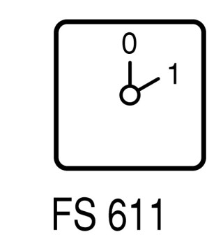 Переключатель управления , 2P, Ie = 12A , Пол. 0-1 , 45 °, переднее крепление в отверстия 22мм