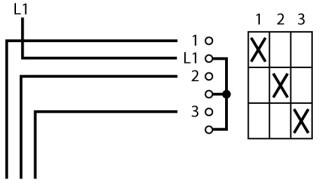Ступенчатый переключатель, 1P , Ie = 12A, 1-3 Пол. , 45 °, переднее крепление