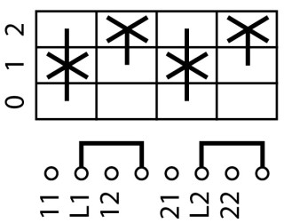 Ступенчатый переключатель, 1P , Ie = 12A, 0-2 Пол. , 45 °, переднее крепление