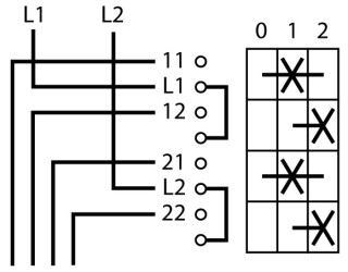 Ступенчатый переключатель, 1P , Ie = 12A , Пол. 0-2 , 45 °, переднее крепление в отверстия 22мм