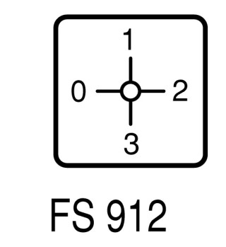 Ступенчатый переключатель, 1P , Ie = 12A , Пол. 0-1-2-3 , 90 °,  45x45 мм , модульное исполнение