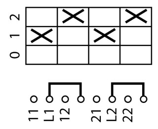 Ступенчатый переключатель, 2р , Ie = 12A , Пол. 0-1-2 , 45 °, переднее крепление