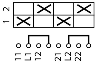 Ступенчатый переключатель, 2р , Ie = 12A , Пол. 1-2 , 45 °, переднее крепление