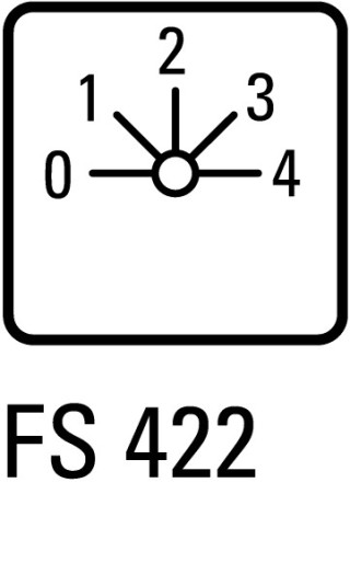 Ступенчатый переключатель, 1P , Ie = 12A, 0-4 Пол. , 45 °, переднее крепление