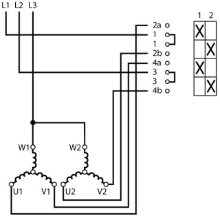 Переключатель полюсов , 2P, Ie = 12A , Пол. 1-2 , 45 °, переднее крепление