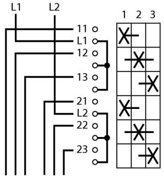 Ступенчатый переключатель, 2р , Ie = 12A , Пол. 1-3 , 45 ° , переднее крепление