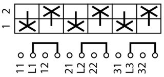 Ступенчатый переключатель, 3P, Ie = 12A, , 45 ° ,45x45 мм , модульное исполнение