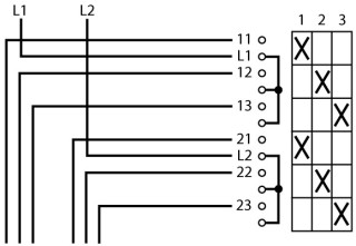 Ступенчатый переключатель, 2р , Ie = 12A , 45 °