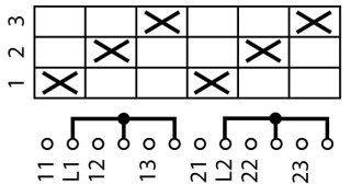 Ступенчатый переключатель, 2р , Ie = 12A , 45 °