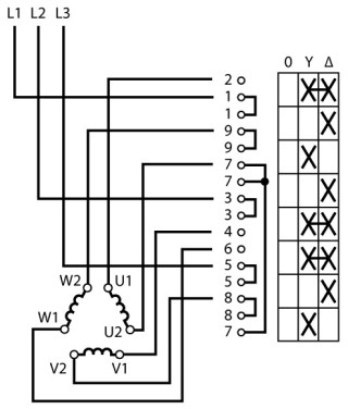 Переключатель звезда-треугольник , 3P , Ie = 12A,  переднее крепление