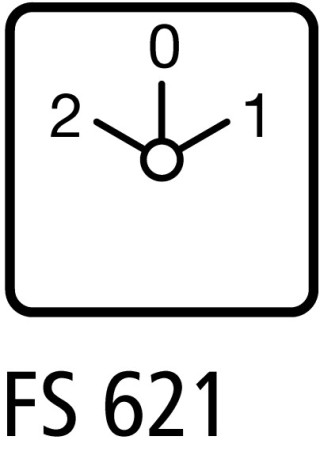 Переключатель полюсов , 2 скорости , 3P , Ie = 12A , Пол. 2-0-1 , 45 ° , переднее крепление