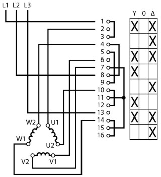 Переключатель звезда-треугольник , 3P , Ie = 12A, FS- Y 0 -D , 45 °, переднее крепление в отверстия 22мм