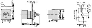 Ступенчатый переключатель, 3P, Ie = 12A, 0-1-2-3 Пол. , 90 °, переднее крепление