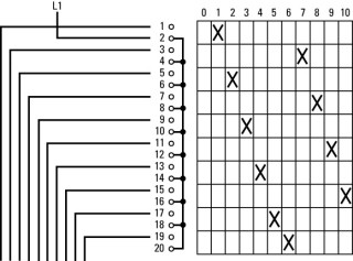 Ступенчатый переключатель, 1P , Ie = 12A , Пол. 0-10 , 30 °,  48х48 мм , переднее крепление в отверстие 22мм