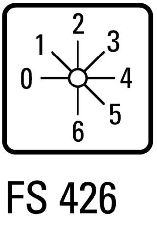 Ступенчатый переключатель, 2р , Ie = 12A , Пол. 0-6 , 45 °,  48х48 мм , переднее крепление в отверстие 22мм