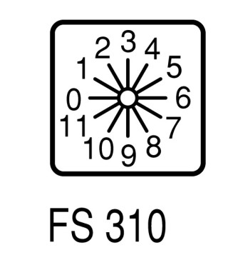 Ступенчатый переключатель, 1P , Ie = 12A, 0-11 Пол. , 30 °,  45x45mm , модульное исполнение