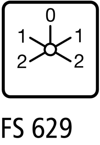 Pеверсивный переключатель, 3P , Ie = 12A , Пол. 2-1-0-1-2 , 45 °, 48х48 мм , переднее крепление