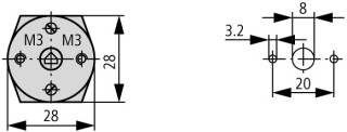 Выключатель, 1P , Ie = 12A , Пол. 1-0-2 , 90 °,  48х48 мм , переднее крепление