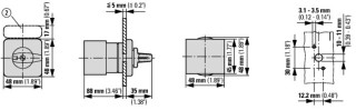 Переключатель управления , 12S , Ie = 12A , 90 °, 48х48 мм , переднее крепление