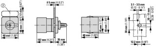 Переключатель полюсов , 3 скорости , 3P , Ie = 12A , Пол. 0-1-2-3 , 60 ° , 48х48 мм , переднее крепление