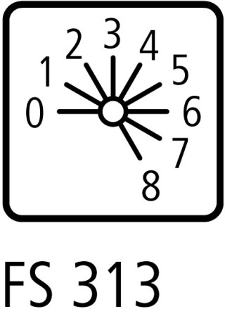 Ступенчатый переключатель, 2р , Ie = 12A , Пол. 0-8 , 45 °,  48х48 мм , переднее крепление в отверстие 22мм