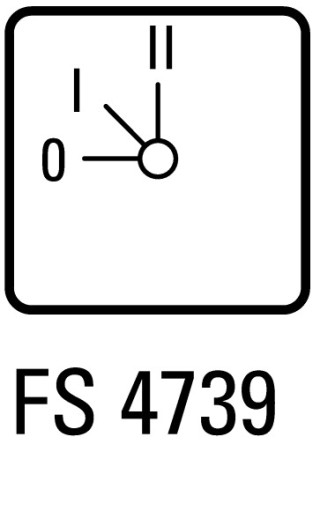 Ступенчатый переключатель, 1P , Ie = 25A , Пол. 0-I- II , 45 °,  48х48 мм , заднее крепление