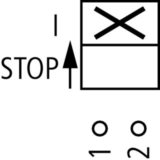 Переключатель управления , 1P , Iu= 10А, Пол. STOP > I , 45 ° , 48х48 мм , переднее крепление в отверстие 22мм