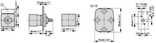 Выключатель, 2р , Ie = 25A , Пол. 2 > 0 <1 , 45 °, 48х48 мм , переднее крепление