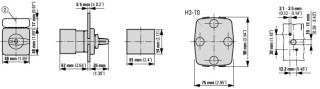 Реверсивный переключатель , 3P , Ie = 25A , Пол. 1-2 , 45 °,  48х48 мм , переднее крепление