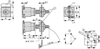 Переключатель полюсов, 1P , Ie = 12A , Пол. 1-0-2 , 45 °,  48х48 мм , заднее крепление