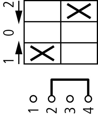 Переключатель полюсов, 1P , Ie = 12A, Пол. 2 > 0 <1 , 45 °, 48х48 мм , переднее крепление