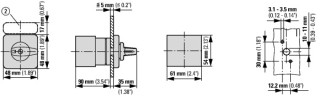 Переключатель полюсов , 3P , Ie = 25A , Пол. 0-1-2 , 45 °, 48х48 мм , переднее крепление