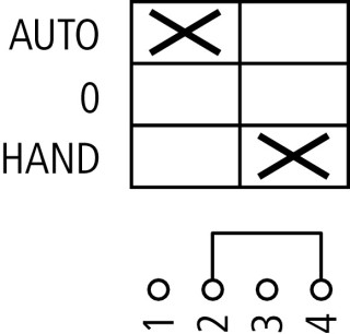 Выключатель, 1P , Ie = 12A , Пол. HAND- 0 -AUTO , 45 °,  48х48 мм , переднее крепление в отверстие 22мм