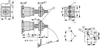 Переключатель полюсов , 3P , Ie = 25A , Пол. 0-1-2 , 45 °, 48х48 мм , заднее крепление