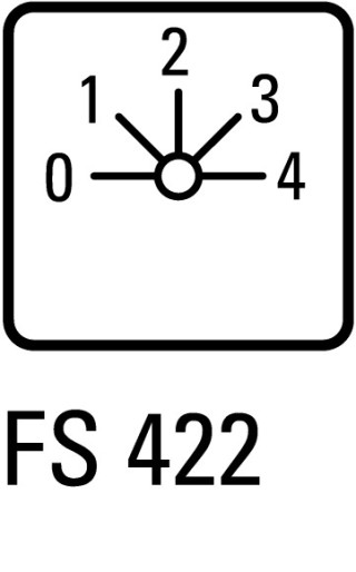 Ступенчатый переключатель, 1P , Ie = 25A , 0-4 Пол. , 45 °,  88x88mm , переднее крепление