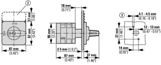 Ступенчатый переключатель, 1P , Ie = 25A , 0-4 Пол. , 45 °,  88x88mm , переднее крепление