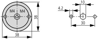 Главный выключатель , 2р , Iu = 10A, красно-желтая ручка, 0-1 , 90 °, переднее крепление