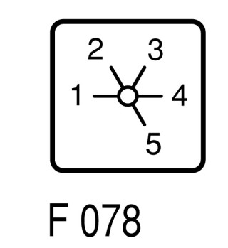 Ступенчатый переключатель, 2р , Iu = 10A, Пол. 1-5 , 45 °,  30x30mm , переднее крепление в отверстие 22мм