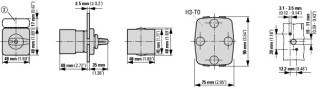 Переключатель полюсов, 4p , Ie = 12A , FS 1-2 , 90 °,  48х48 мм , переднее крепление