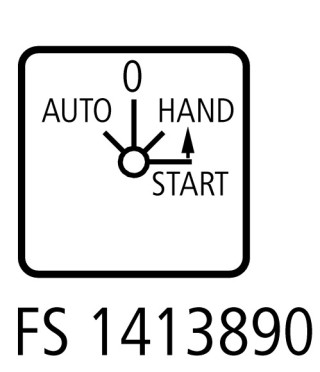 Переключатель управления +  4P, Ie = 12A, FS- HAND-AUTO 0 < START , 45 °, 48х48 мм, заднее крепление