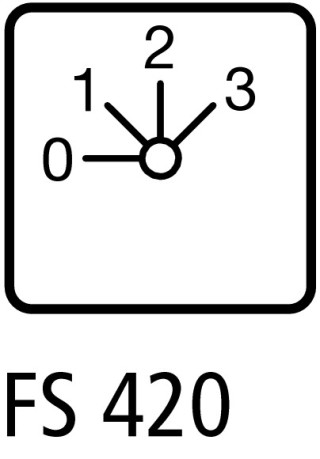 Ступенчатый переключатель, 1P , Ie = 12A , Пол. 0-3 , 45 °,  48х48 мм , переднее крепление в отверстие 22мм