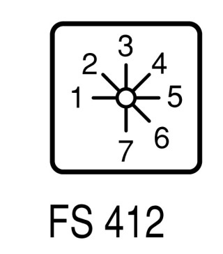 Ступенчатый переключатель, 1P , Ie = 12A , 1-7 Пол. , 45 °,  48х48 мм , переднее крепление