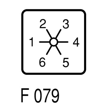 Ступенчатый переключатель, 2р , Iu = 10A, Пол. 1-6 , 45 °,  30x30mm , переднее крепление