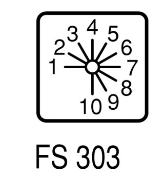 Ступенчатый переключатель, 1P , Ie = 12A , 1-10 Пол. , 30 °,  48х48 мм , переднее крепление