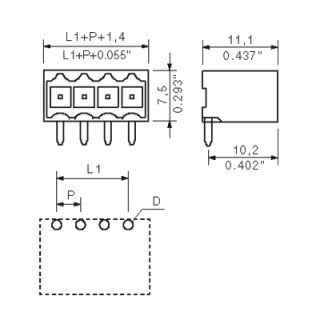 Штекерный соединитель печат SL-SMT 3.50/06/90G 1.5AU BK BX