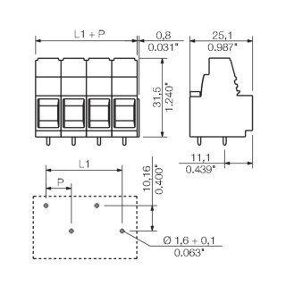 Клемма печатной платы LUP 10.16/02/90V 3.2SN BK BX