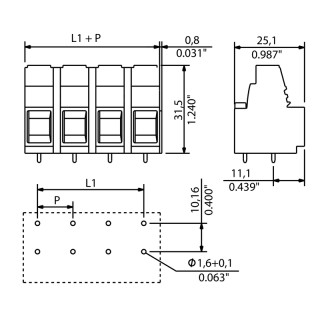 Клемма печатной платы LUP 12.70/02/90 3.2SN BK BX