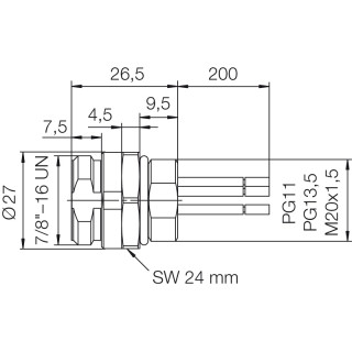 Гнездо произвольной сборки| SAIE-7/8B-3-0.2U-PG13.5